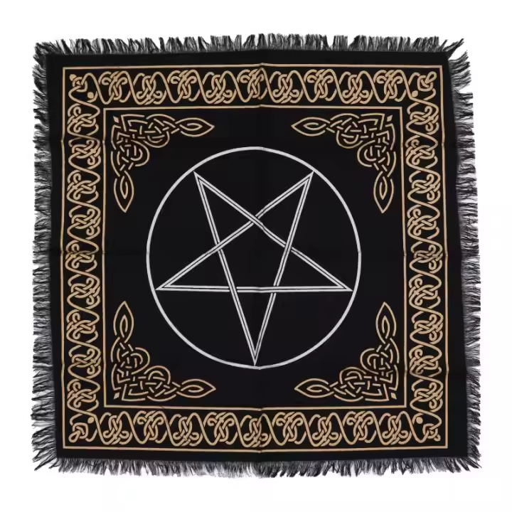 Mantel de Altar con flecos Esotérico Pentágono - 50x50cm - 1