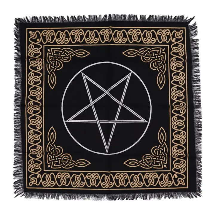 Mantel de Altar con flecos Esotérico Pentágono - 50x50cm - 1