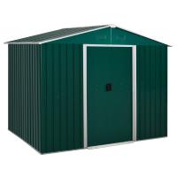 Outsunny Caseta de Jardín de 3,6 m² 236x174x190 cm Cobertizo Exterior de Acero Galvanizado para Almacenar Herramientas con Puertas Correderas y 4 Ventanas para Terraza Patio - details 0