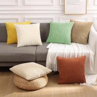 Funda De Cojín De Terciopelo 18x18 Estampado Rayado Para Decoración De Sala De Estar Cama Sofá Suave Cubierta De Cojín Beige Blanco - details 0