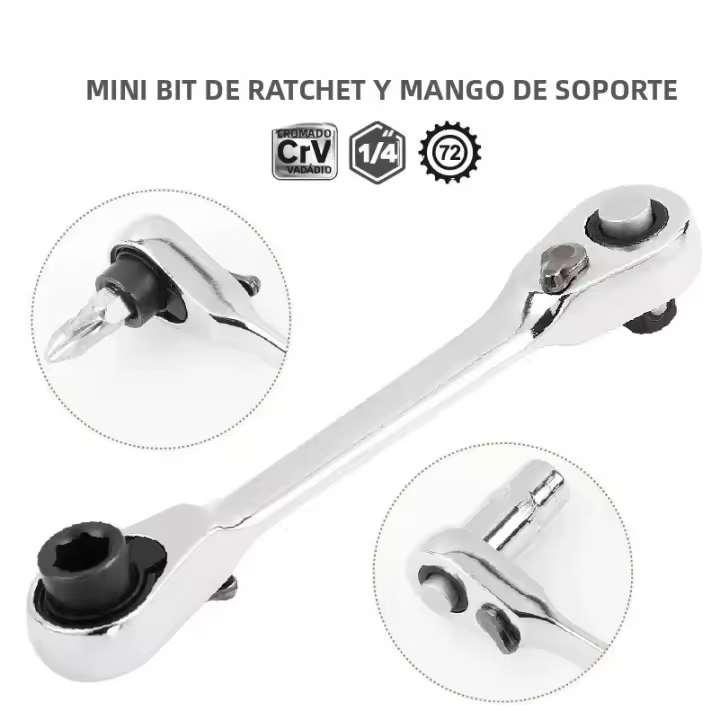 Llave De Eje Rápido Mini Doble Final Con Juego De Destornilladores Y Torque Hexagonal Herramienta De Desmontaje Mano - 1