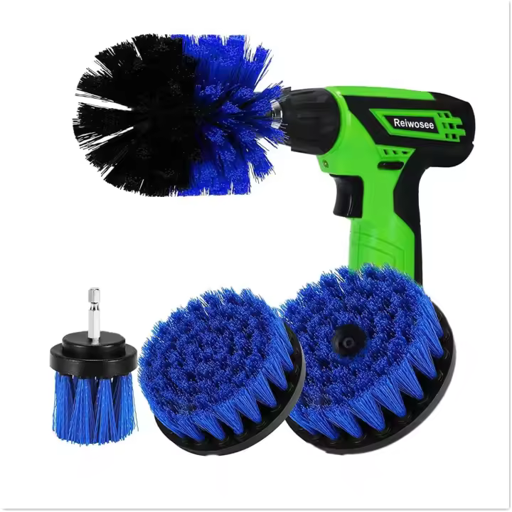 Juego de 4 cepillos para taladro eléctrico, kit de limpieza para coche, baño, piscina, azulejos, suelo, ladrillo, cerámica, mármol, cepillo de fregado multiusos (verde) - 1