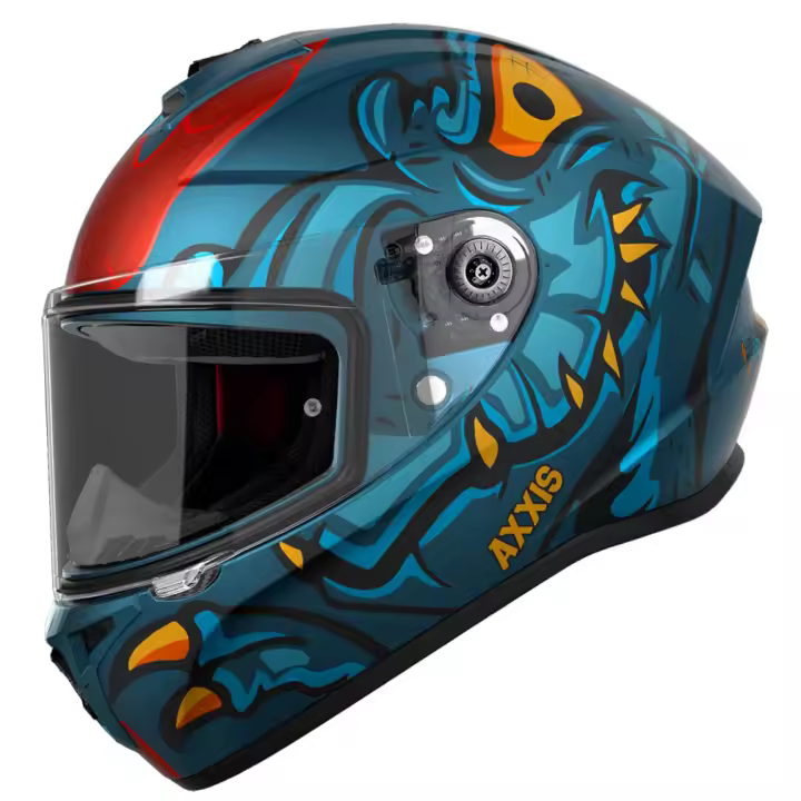 Casco de Moto Integral AXXIS Draken Dinotoon Azul - 1
