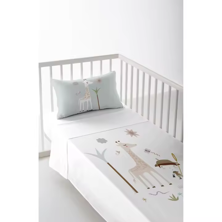 JUEGO DE SÁBANA CUNA/MAXICUNA INFANTIL BEBÉ 100% ALGODÓN EXPLORADORA HACIENDO EL INDIO FABRICADO EN ESPAÑA - 1