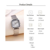 Reloj De Pulsera De Mujer Simple Cuadrado Dial Acero Vestido De Moda Y Casual Resistente Al Agua Displays De Numeración Romana - details 0
