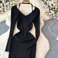 Vestido Largo De Mujer Con Cuello En V Y Manga Larga Blanco Elegante Con Cierre De Lazos Estilo Callejero Alta Moda Para Otoño Y Playa - details 34