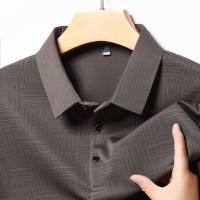 Camisa Polo Para Hombre De Color Sólido Casual Manga Larga Transpirable Cómoda Versátil Top Moda Negocios - details 4
