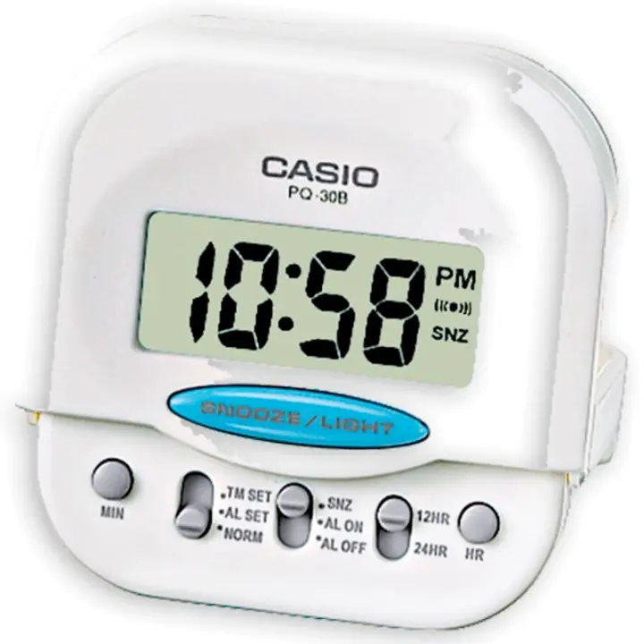 Casio Pq-30b-7ef Snooze Led Beep Despertador Digital Para Unisex Color Blanco - 1