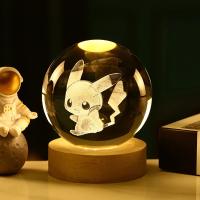 Luz Nocturna De Cristal 3D De 6cm Con Imagen De Pikachu Stitch Doraemon Hello Kitty Regalo Para Niños Grabado Por Láser - details 6