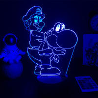 Lámpara De Noche LED 3D Illusion Yoshi 16 Colores Cambio Gradual Toque USB Para Regalos De Fiestas O Decoración Del Hogar - details 3