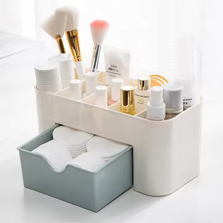 Caja De Almacenamiento Para Uñas Y Joyería Multifuncional Con Accesorios Para Algodón Suave Herramientas De Limpieza De Escritorio Caja De Cosméticos - 1