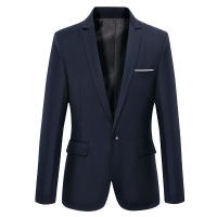 Chaqueta De Traje Para Hombre En Color Sólido Ajustada Elegante Blazer Para Bodas Y Negocios Moda Casual Traje Profesional - details 1