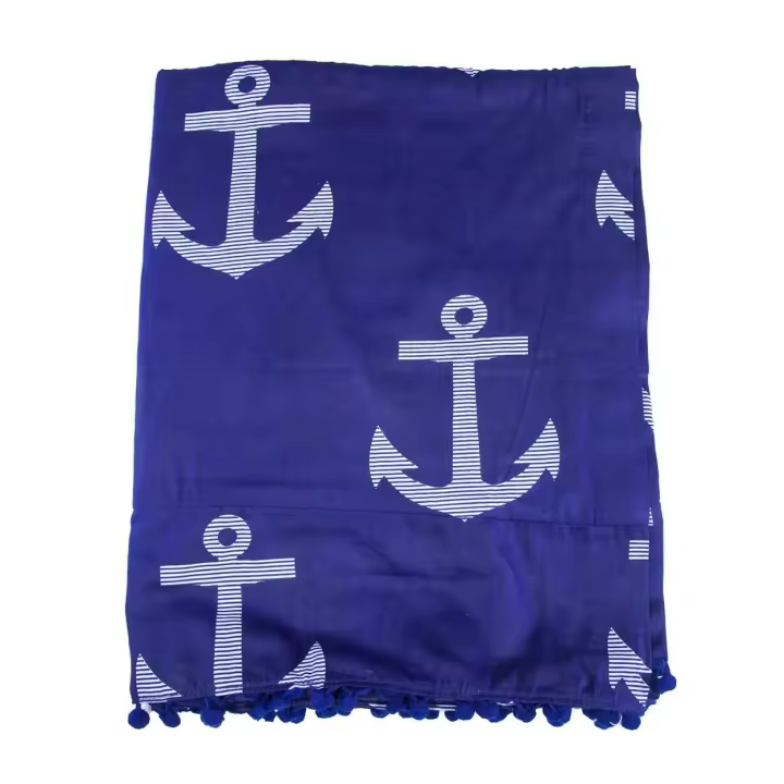 Sun & Surf - Pareo Estampado Anclas - 90x170cm - 100% Algodón - 1