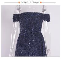 Vestido De Noche Romagic Azul Oscuro Con Cuello Abierto Y Cola Desmontable Vestido De Fiesta De Invierno Mermaid Con Lentejuelas Para Mujer - details 4