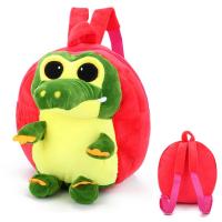 Mochila De Peluche Para Niños Con Diseño De Cocodrilo De Dibujos Animados Mochila Escolar De Moda Con Hombros Para Niños Cierre De Cremallera Material Principal Y Lining De Poliéster - details 0