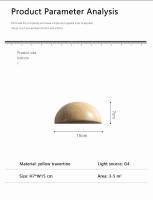 Lámpara De Pared Semi-Circular De Piedra Artística En Color Amarillo Travertino Con Luz LED Ahorradora De Energía Para Decoración De Dormitorio Y Pasillo - details 3