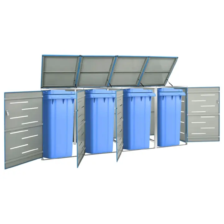 vidaXL COBERTIZO PARA 4 CONTENEDORES BASURA ACERO 276,5X77,5X112,5 CM - 1