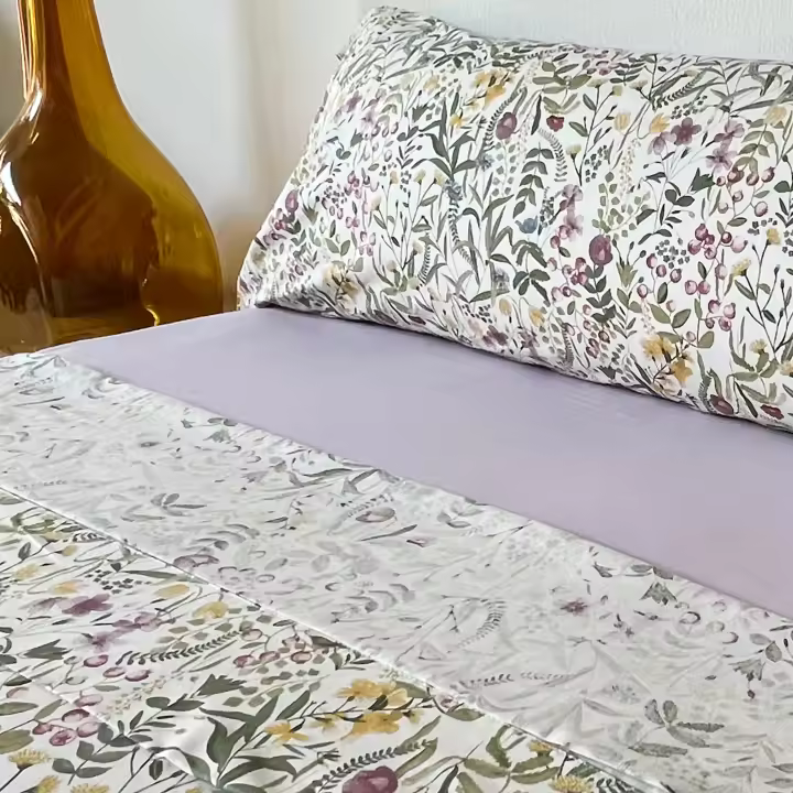 Juego de Sábanas Algodón Blancas 3 o 4 Piezas Estampado Flores Multicolor – Elegancia y Frescura para Tu Cama – Alo Home - 1