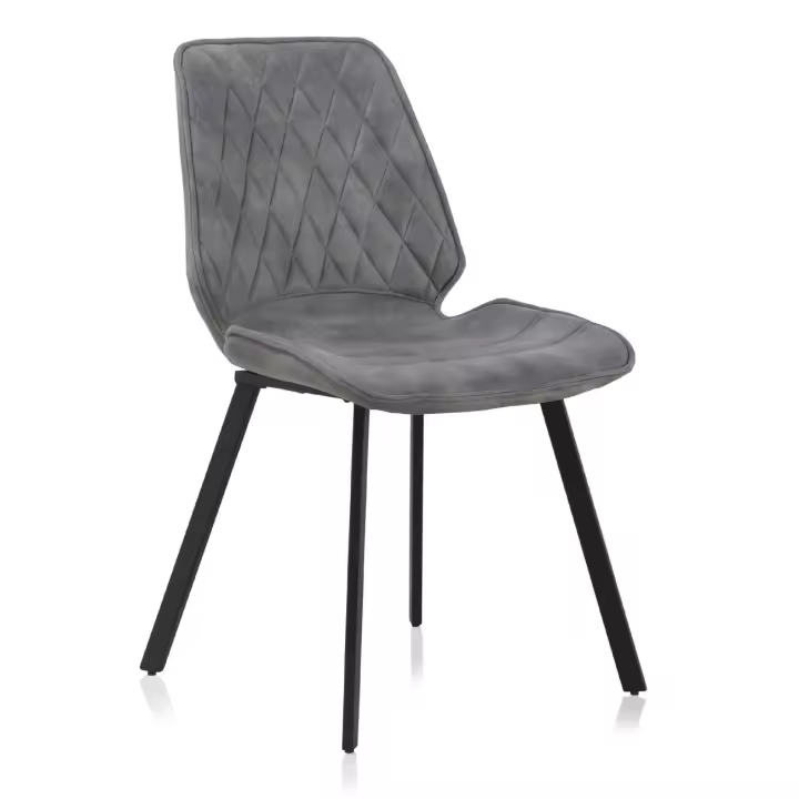 Silla Tapizada Gris Claro Con Patas De Metal Negro, Pack 2 Unidades El mejor complemento para tu hogar. Fijalo - 1
