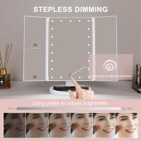 Espejo de tocador iluminado con 24 luces LED, boton táctil y aumento de 2X/3X/10X, dos modos de fuente de alimentación, espejo de maquillaje - details 2