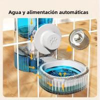Nueva Tepy Alimentador Y Dispensador De Agua Automático Para Mascotas Colgante Set Con Contenedor Y Cuenco Para Cages Color Gris - details 2