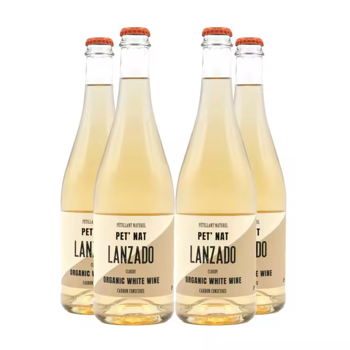Lanzado - Pétillant Naturel White - Pét Nat - Ecológico - Pack de 4 - Espumoso Natural - méthode rurale - 750 ml/botella - 1