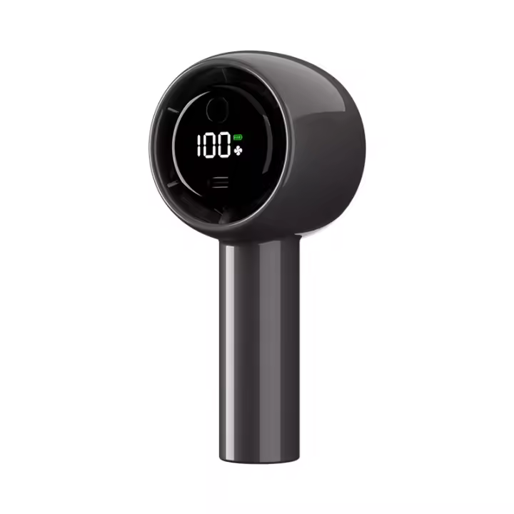 Mini ventilador turbo de mano con pantalla digital transparente, portátil, para exteriores, con carga USB y diseño de huracán violento - 1