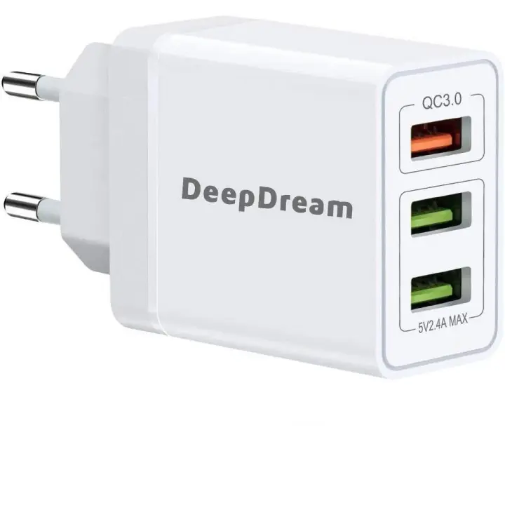 Cargador rapido DeepDream , petaca, adaptador, USB 3.0 30W ,3 Puertos, para Móvil , tablet, BLANCO , ENVÍO 24H , NUEVO - 1