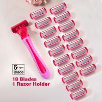 Cepillo De Afeitar Manual Para Mujer Con 18 Hojas De Acero Inoxidable 6 Capas Cabeza De Afeitar Interchangeable Kit De Afeitar - details 2