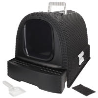 Curver - Arenero para gatos, 38,5x51,5x40 cm, construcción cerrada, filtro de ventilación, arenero antiolor, bandeja extraíble, puerta basculante, incluye pala, rejilla para patas, asa de transporte, areneros para gatos, 95% plástico reciclado - details 0