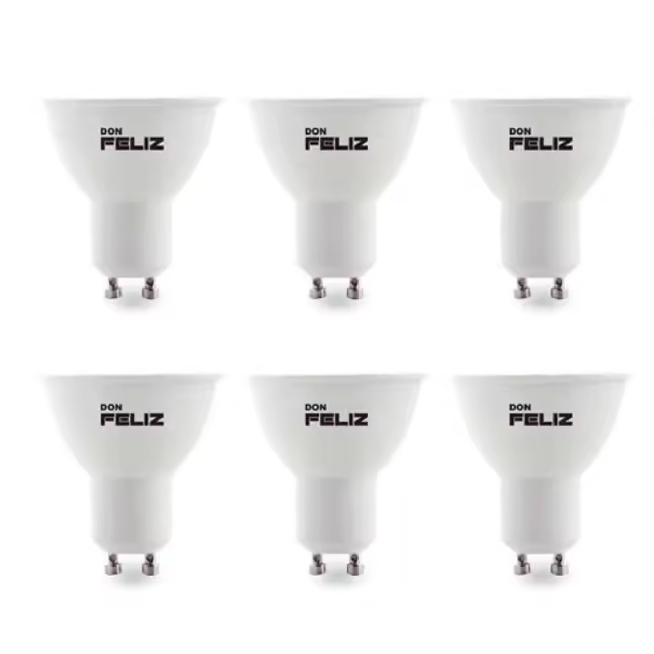 Bombilla foco Led GU10 esmerilada 3W/5W/7W, luz blanca/fria y luz amarilla/calida, 6500K y 3000k, pack de 6 uds, Don Feliz - 1