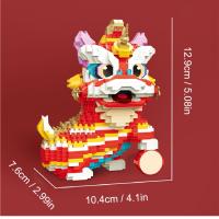 Juguete Creativo De Danza Del León Chino Ornamentos De Bloques Constructivos Pequeños Para Adultos Juguete De Artesanía - details 2