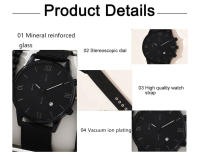 Reloj De Lujo Para Hombre Conjunto De Pulsera Multpieza Moda Negocios Cuero Negro Reloj De Cuarzo Regalo Reno Masculino - details 2