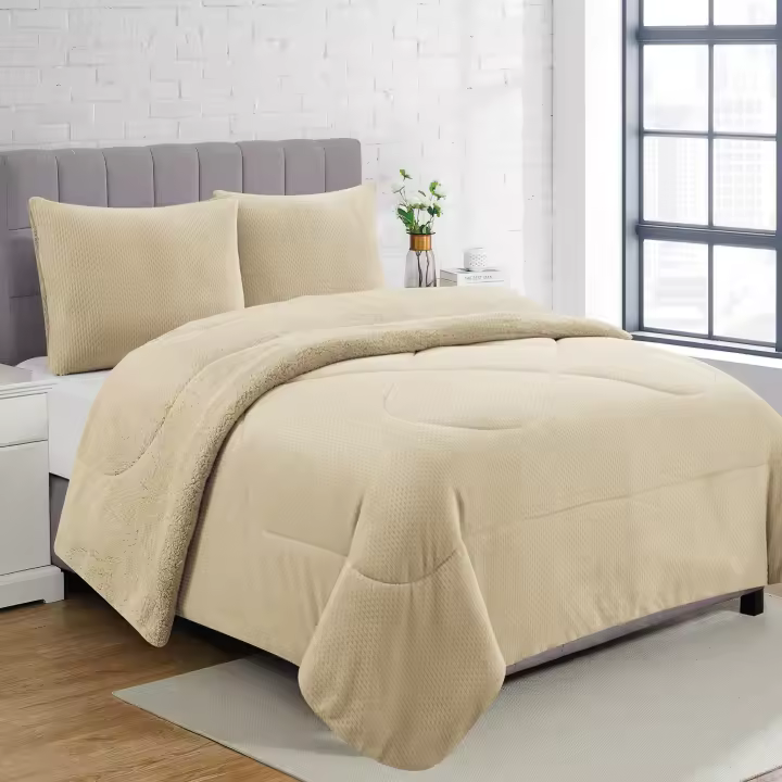 Vivid Torral - Edredón Borrego Trenzas Beige Deluxe Tacto Terciopelo/Sedalina + Fundas De Cojines* - 1
