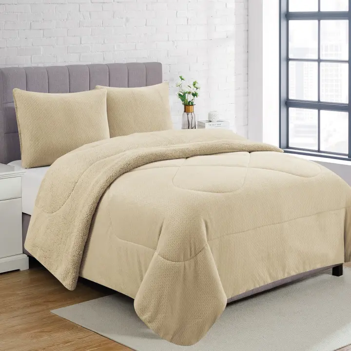Vivid Torral - Edredón Borrego Trenzas Beige Deluxe Tacto Terciopelo/Sedalina + Fundas De Cojines* - 1