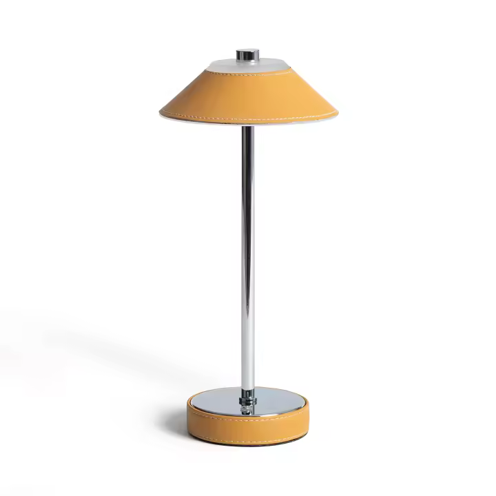 Ledkia Lámpara de Mesa LED Portátil Cuero y Metal con Batería USB Recargable Tyu Limer Amarillo - 1