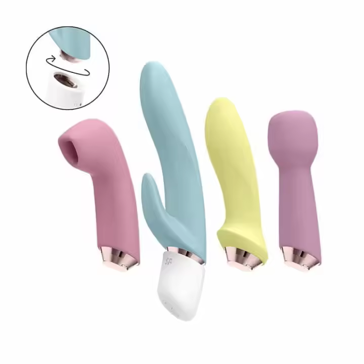 Conjunto de Vibradores Intercambiables Belover Satisfyer Marvelous Four - 4 en 1 - Recargable por USB - Silicona Suave - 1