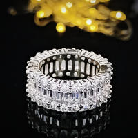 Anillo De Eternidad Para Mujer Con Corte Baguette En Colores Rosa Verde Y Plata Joyería De Lujo Para Boda Y Día De San Valentín R4575 - details 5