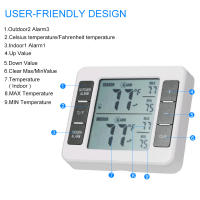 Termómetro Digital Inalámbrico Para Nevera Con Alarma Auditiva Sensor Para Interior Y Exterior Medidor De Temperatura Para Congelador - details 2