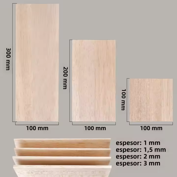 5PCS Madera De Balsa Para Manualidades Y Modelos 1-6mm Material Para Carpintería Y Artesanía Ligero Y De Alta Calidad - 1