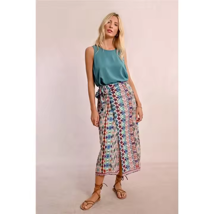 Molly Braken Falda Estampada Cruzada - 1