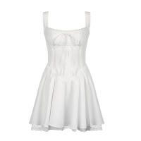 Vestido Mini A-Line De Encaje IAMHOTTY Blanco Sin Mangas Estilo Coquette Elegante Y Dulce Para Fiesta Y Vacaciones Traje De Corset Con Panel De Encaje - details 17
