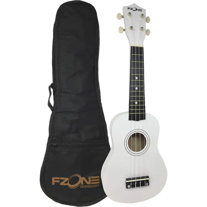 ROCKSTAR MUSIC - Ukelele Soprano 21 Pulgadas  mod Fzone UK02SB-WH con funda acolchada en color blanco - 1