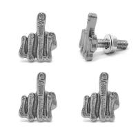 4Pcs Tornillos Y Cubiertas Para Placa De Matrícula Diseño 3D Dedo Del Medio Kit De Repuesto Para Marco De Placa De Coche Y Motocicleta Material De Aleación De Zinc Brillante - details 11