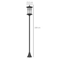 Outsunny 2 Farolas Solares Exterior Luces Solares Exterior con Panel Solar Encendido Automático y Marco de Acero Inoxidable Impermeable IP44 para Terraza Patio 23,5x23,5x184 cm Negro - details 2