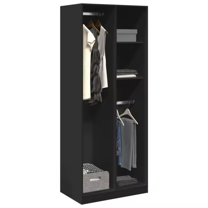 vidaXL Armario de madera de ingeniería negro 80x50x200 cm - 1