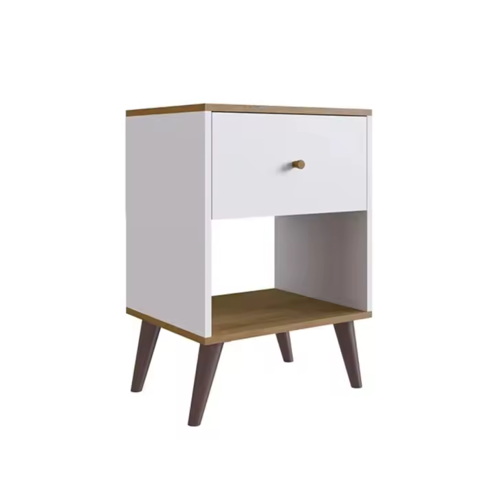 Mesita de noche Angy 1 cajón blanco/natural 65x45x37 cm - 1