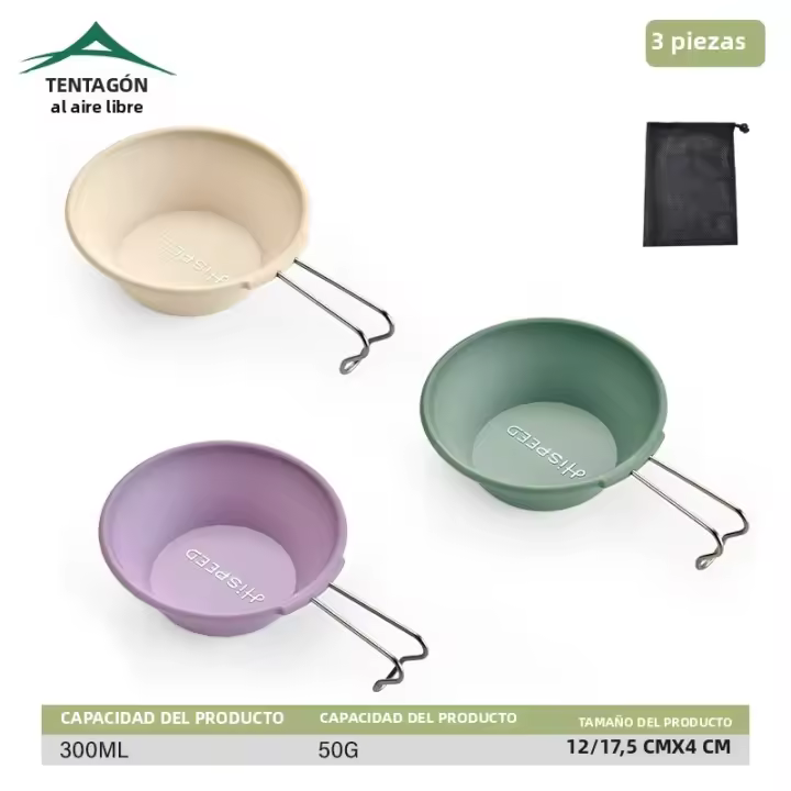 Taza De Camping Multifuncional Plegable 3 PCS Con Mango Plástico Resistente Para Acampar Y Picnics Al Aire Libre - 1
