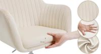 Silla Ergonómica Escritorio, Silla Oficina Giratoria con Ruedas, Respaldo Ancho, Asiento Amplio, Altura Ajustable, Terciopelo, Rosa - details 1