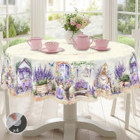 Mantel Redondo De Lino De Lavanda Con Estampado De Gato Lindo 5 Tamaños Disponibles Decoración Elegante Para Mesa Del Jardín Y Cocina Para Uso Diario En Casa Y Terraza Decoración De Primavera Y Verano - details 0